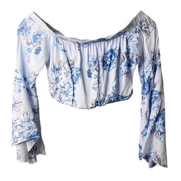 Seek The Label LF Cropped Floral Bell Sleeves Top Revolve XS - Picture 3 of 8